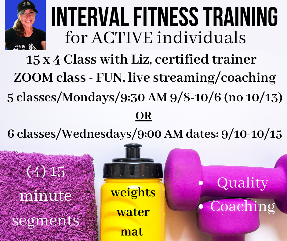 15 x 4 (Cardio, strengthen, core, balance, agility, stretch (Wednesday)